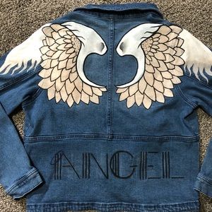 Painted jean jacket with wings
